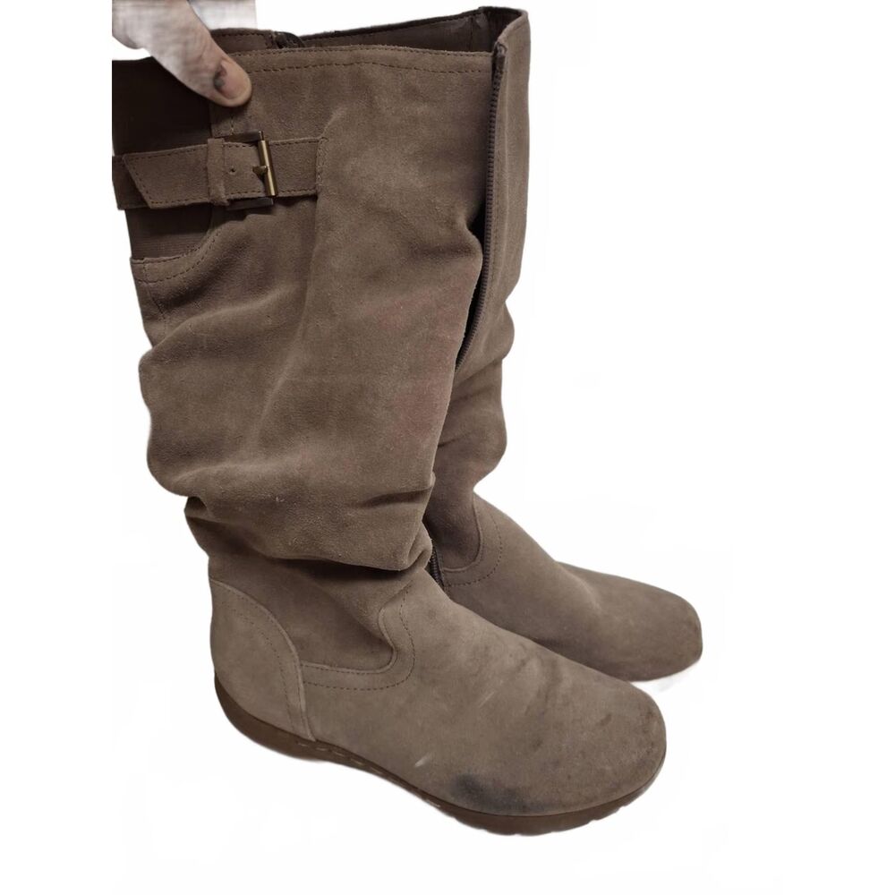 G.H. Bass Women’s Size 8M Brown Taupe Suede Leather Slouch Boots Buckle Zip